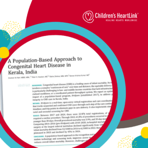 Screenshot of the study, "A Population-Based Approach to Congenital Heart Disease in Kerala, India" against a colorful backdrop.