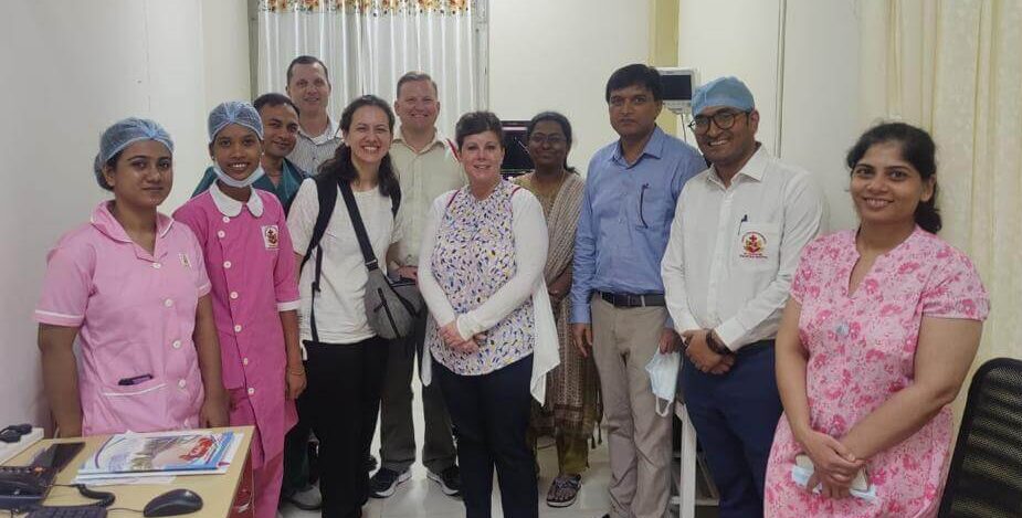 Members of the Sri Sathya Sai Sanjeevani Centre for Child Heart Care and Mercy Children's Kansas City teams pose for a picture during the assessment visit in April 2023.